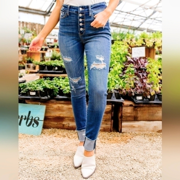 Judy Blue Skinny Cuffed High Rise Jeans Size‎  5/27 - Picture 1 of 13